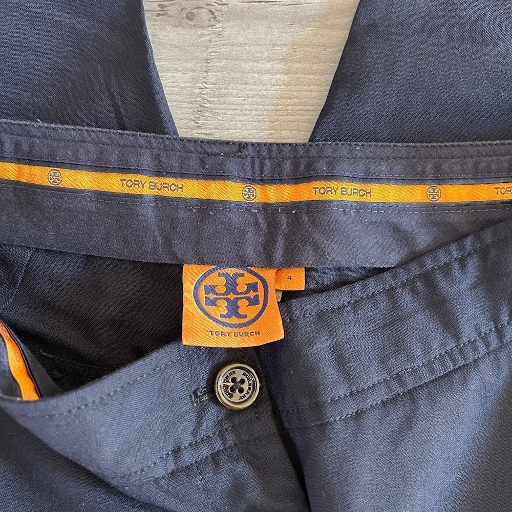 Tory Burch Navy Blue Flat Front Wool Ankle Pants - Picture 5 of 9